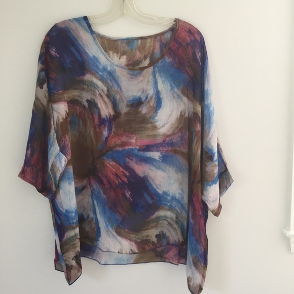 Twilight Gypsy Collective Tops - Sheer Chiffon Multicolored Batwing Sleeve Top.